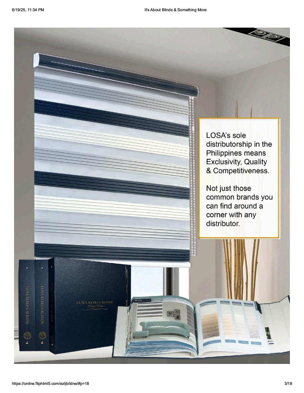 LOSA's exclusive distributorship in the Philippines with premium Korean blinds